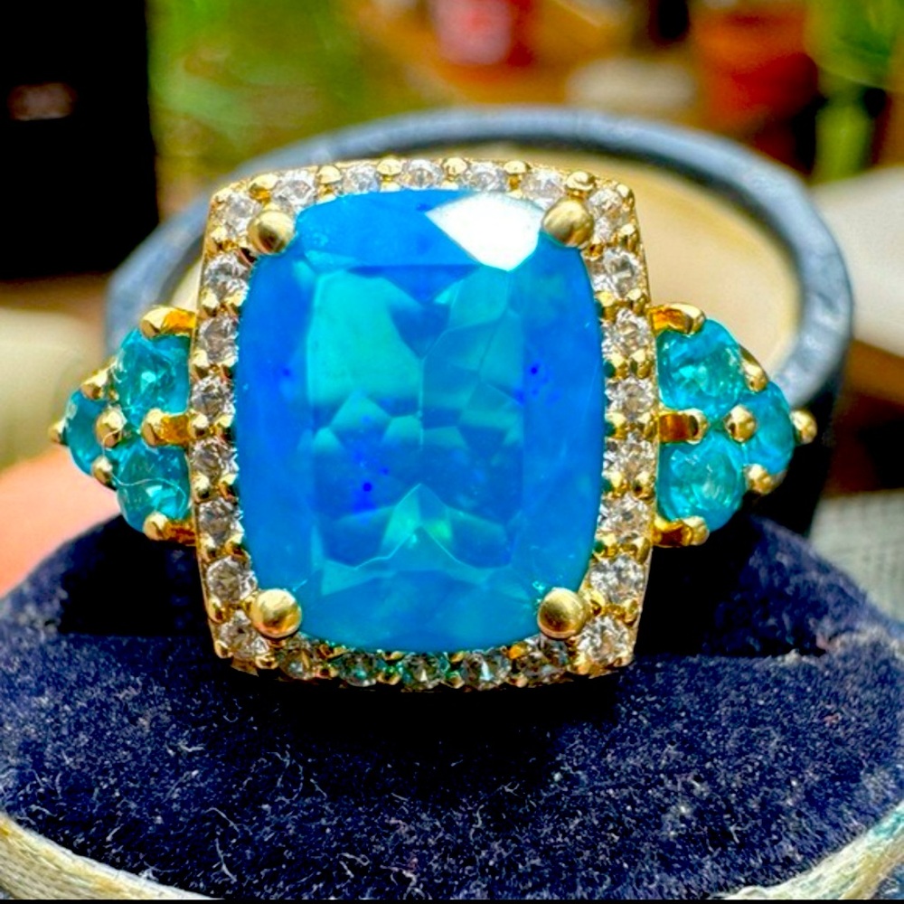 Rare Paraiba Blue Opal Ring